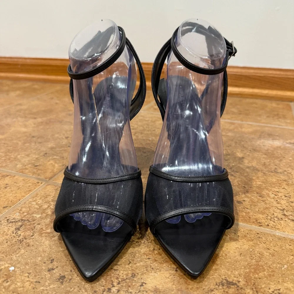 Tony Bianco Miley Black Mesh Ankle Strap Stiletto Sandal Heels Women Sz‎ 10 NWOB